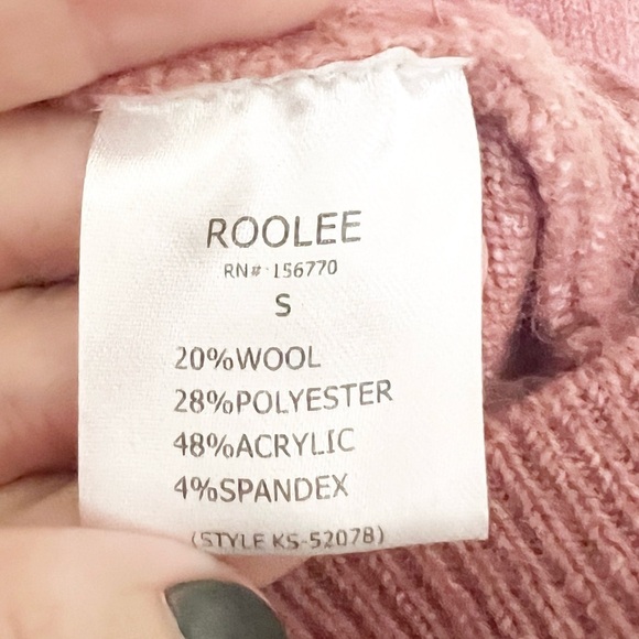 2/25 ROOLEE Wool Blend Sweater Henley Crew Neck Top Women - Picture 4 of 5